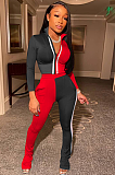 Casual Colorblock Zip-up Top Matching Sets HH8934