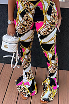 Gold Chain Printed Casual Boot-cut trousers Pants LY5873
