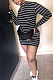 Casual Cute Simplee Striped Long Sleeve Round Neck Midi Dress BBN116