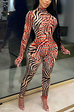 Casual Polyester Striped Long Sleeve Bodycon Jumpsuit HYY8025