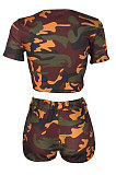 Casual Shorts Casual Short Sleeve Camo Sporty Sets Two-Piece YR8008