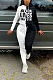 Casual Pop Art Print Long Sleeve Contrast Panel Hoodie Long Pants Sets NK184