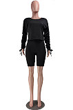 Fashion Casual Women's Clothing Pure Color Long Sleeve Ruffle Two-Piece  RZ1039