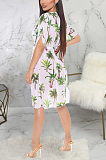 Modest Sexy Ditsy Floral Short Sleeve Deep V Neck Tie Front Home Dress SMR9770