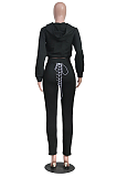 Casual Modest Simplee Long Sleeve Self Belted Hoodie Long Pants Sets SY8711
