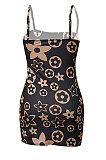 Printed Slim Sexy Pleated Condole Blet Mini Dress For Ladies MY9681
