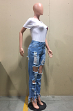 Casual Simplee Distressed Ripped High Waist Jeans D8365