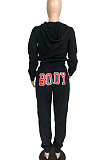 Women's Winter Letters Printed Two-Piece Warm Hoodie Set LL6309