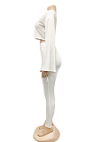 Casual Modest Simplee Long Sleeve Round Neck High Waist Pants Sets XZ3702