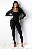 Sexy Pure Color Long Sleeve Two-piece Yoga Suit DR8045