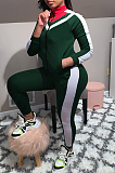 Sporty Fashion Jointed Colorblock Polyester Two-Pieces Pant Suit YMT6168