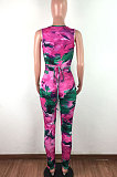 Bandage Multicolor Printed Hollow Out Bodycon Sexy Jumpsuit LA3208