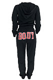 Women's Winter Letters Printed Two-Piece Warm Hoodie Set LL6309