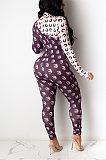 Casual Polyester Pop Art Print Long Sleeve Unitard Jumpsuit YZ2280