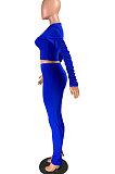 Pure Color Open Fork Ruffle Long Sleeve  Long Pants Two-Piece YR8043