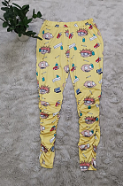 Casual Polyester Cartoon Graphic Mid Waist Long Pants YZ1010