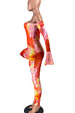Sexy Polyester Off Shoulder Digital Printing Jumpsuits YR8038