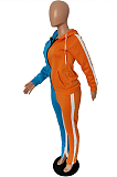 Casual Sporty Polyester Long Sleeve Contrast Panel Hoodie Pants Sets  LJJ6029
