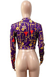 Cultivate One's Morality Sexy Printing Long Sleeve Zipper Coat ATE5205