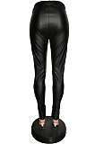 Modest Sexy Simplee Pu Leather Split Hem Long Pants HM5389
