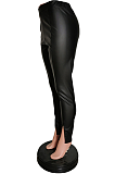 Modest Sexy Simplee Pu Leather Split Hem Long Pants HM5389