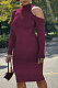 Sexy Polyester Half Neck Pure Color Long Sleeve Off Shoulder Womenswear Dress ATE5210