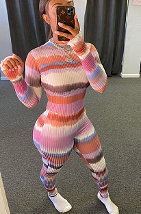 Casual Modest Striped Long Sleeve Bodycon Jumpsuit AA5205