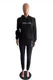 Casual Sporty Letter Long Sleeve Hoodie Sweat Pants Sets OMM1178