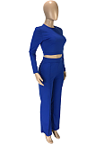 Casual Long Sleeve Round Neck Spliced Long Pants Sets SM9120