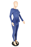 Casual Simplee Long Sleeve Round Neck Flounce Long Pants Sets YYZ645
