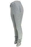 Thickening Casual Sporty Drawline Stacked pants Pockets HR8139