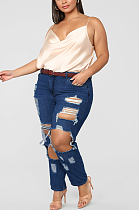 Modest Sexy Large Size Ripped High Waist Jeans SMR2330