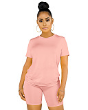 Women's Summer Round Neck Solid Color Casual Sets FMM02