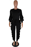 Casual Sexy Long Sleeve Round Neck Flounce Bodycon Jumpsuit H1223