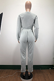 Casual Letter Long Sleeve Round Neck Tee Top Long Pants Sets AMM8282