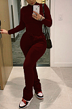 Casual Long Sleeve Round Neck Fluffing Bodycon Jumpsuit R6355