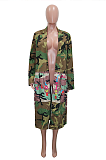 Casual Polyester Letter Camo Long Sleeve Longline Top SN390015