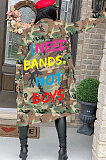 Casual Polyester Letter Camo Long Sleeve Longline Top SN390015