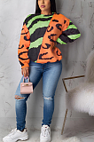 Casual Cute Leopard Long Sleeve Round Neck Spliced Blouse ML7387