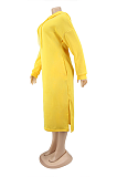 Casual Modest Long Sleeve Tie Front Hoodie Dress