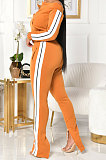 A Word Shoulder Long Sleeve Zipper Open Fork Leg Sexy Womenswear Fashion Casual Sets H1557