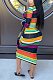Casual Polyester Striped Camo Long Sleeve Long Dress WT9036