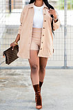 Fashion Casual Long Sleeve Shorts Lapel Neck Pure Color Two-Piece  BS1236