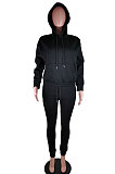 Sporty Winter New Style Hooded Fleece Pure Color Long Sleeve Long Pants Sets AWL5818
