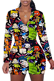 Casual Polyester Animal Graphic Cartoon Graphic Long Sleeve Shorts Sets SDD9449