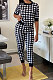 Short Sleeve Long Pants Sets Printing Casual Sporty Plaid Two-Piece MY9707
