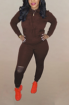 Casual Sporty Long Sleeve Round Neck Hoodie Long Pants Sets DN8543