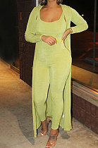 Pure Color Casual Long Sleeve Knitting Jumpsuits Two-Piece MY9729