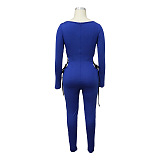 Sexy Bind Contrast Color Long Sleeve Tight  Jumpsuits MY9749