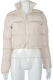 Fashion Long Sleeve Cardigan Stand Collar Keep Warm Casual Bread Down Jacket Coat FWB20504